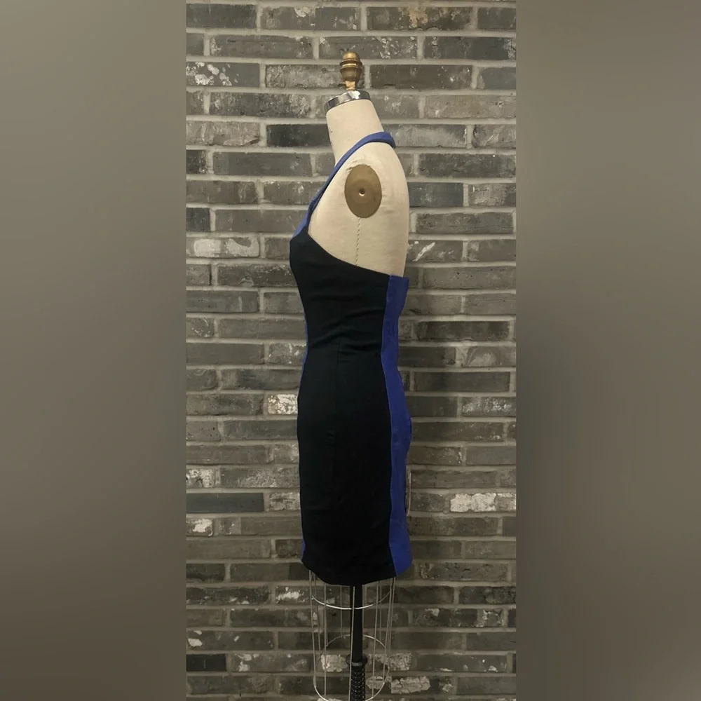 New Wilson Blue Leather and Black Lycra Dress. - Picture 2 of 14